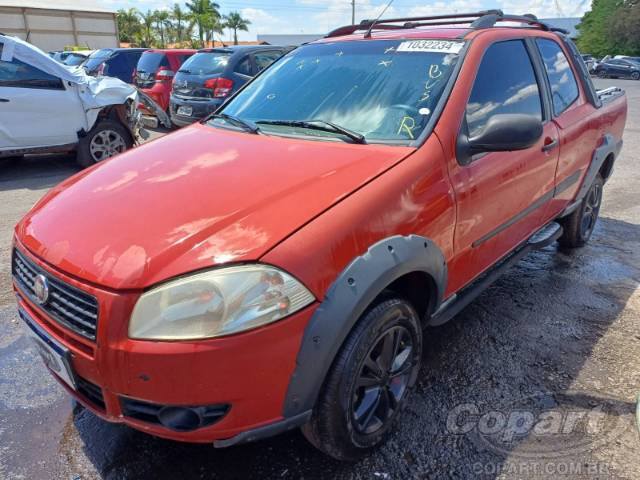 Frente do Fiat Strada Adventure vermelho